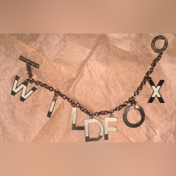 Wildfox Letter Charm Bracelet Gold & White Enamel - Picture 2 of 5